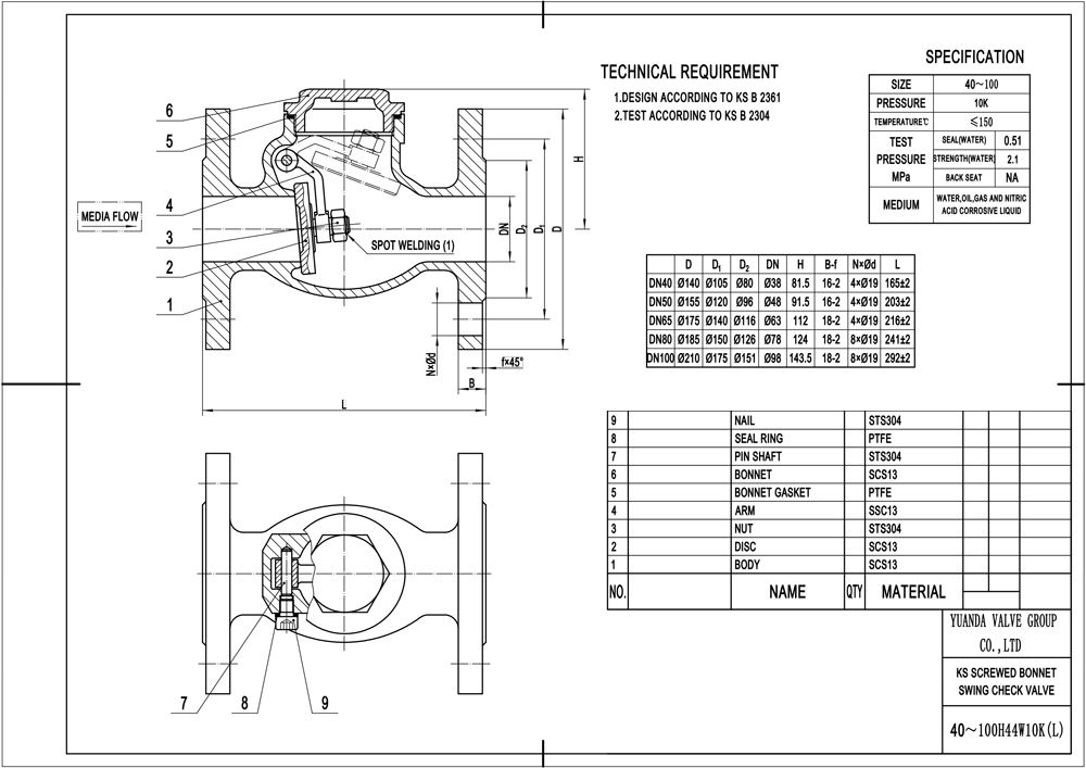 KS Stainlees Steel Middle Screw thread Check Valve