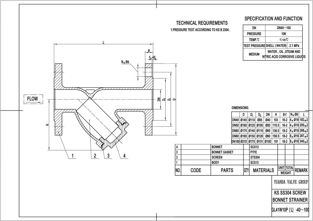 KS Stainlees Steel Middle Screw thread Strainer